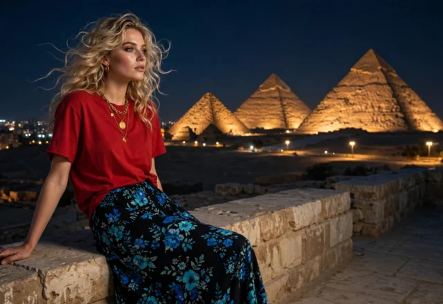 Mysteries of Giza: Ancient Wonders Under a Starlit Desert Night