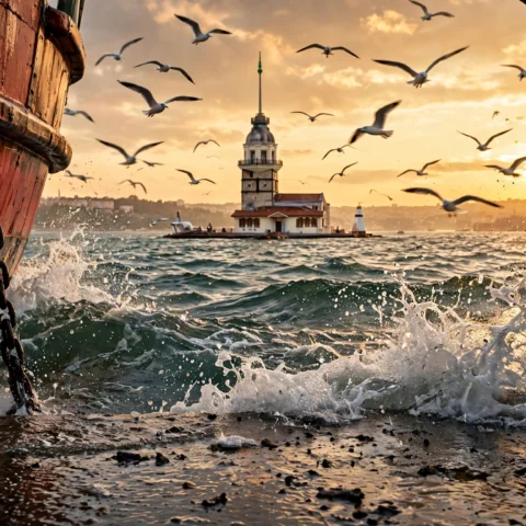 Bosphorus Horizon: Maiden’s Tower, Maritime Nostalgia, and Golden Hour Encounters