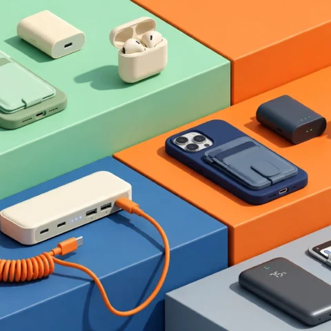 Minimalist Ecosystem: Modern Tech Accessories, Charging Solutions, and Color Blocking