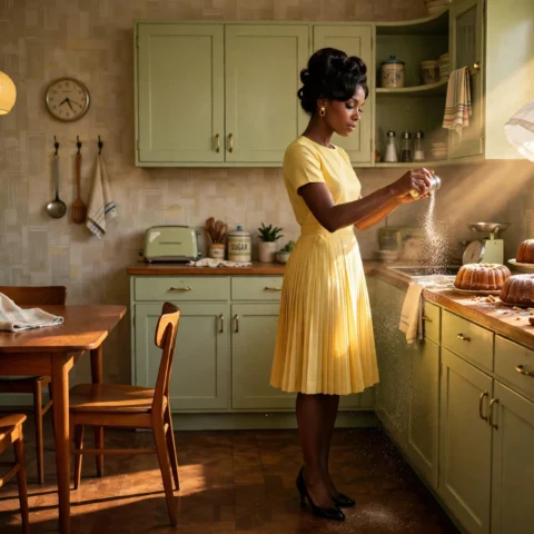 Golden Hours and Vintage Rituals: Cinematic Domesticity in the Retro Kitchen